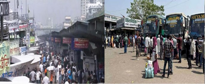 ঈদযাত্রায় বাড়িমুখো মানুষের ঢল, বাস-স্টেশন-লঞ্চঘাটে উপচে পড়া ভিড়