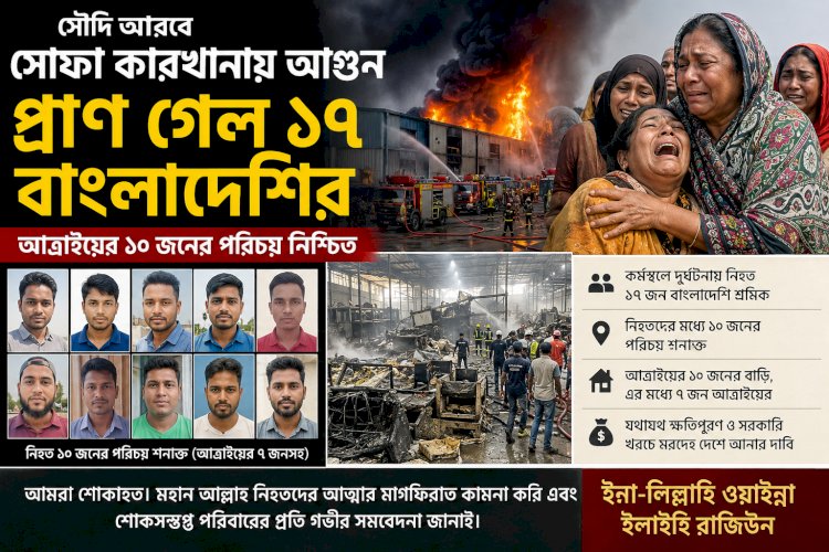 সৌদি আরবে সোফা কারখানায় ভয়াবহ আগুন, প্রাণ গেল ১৭ বাংলাদেশির
